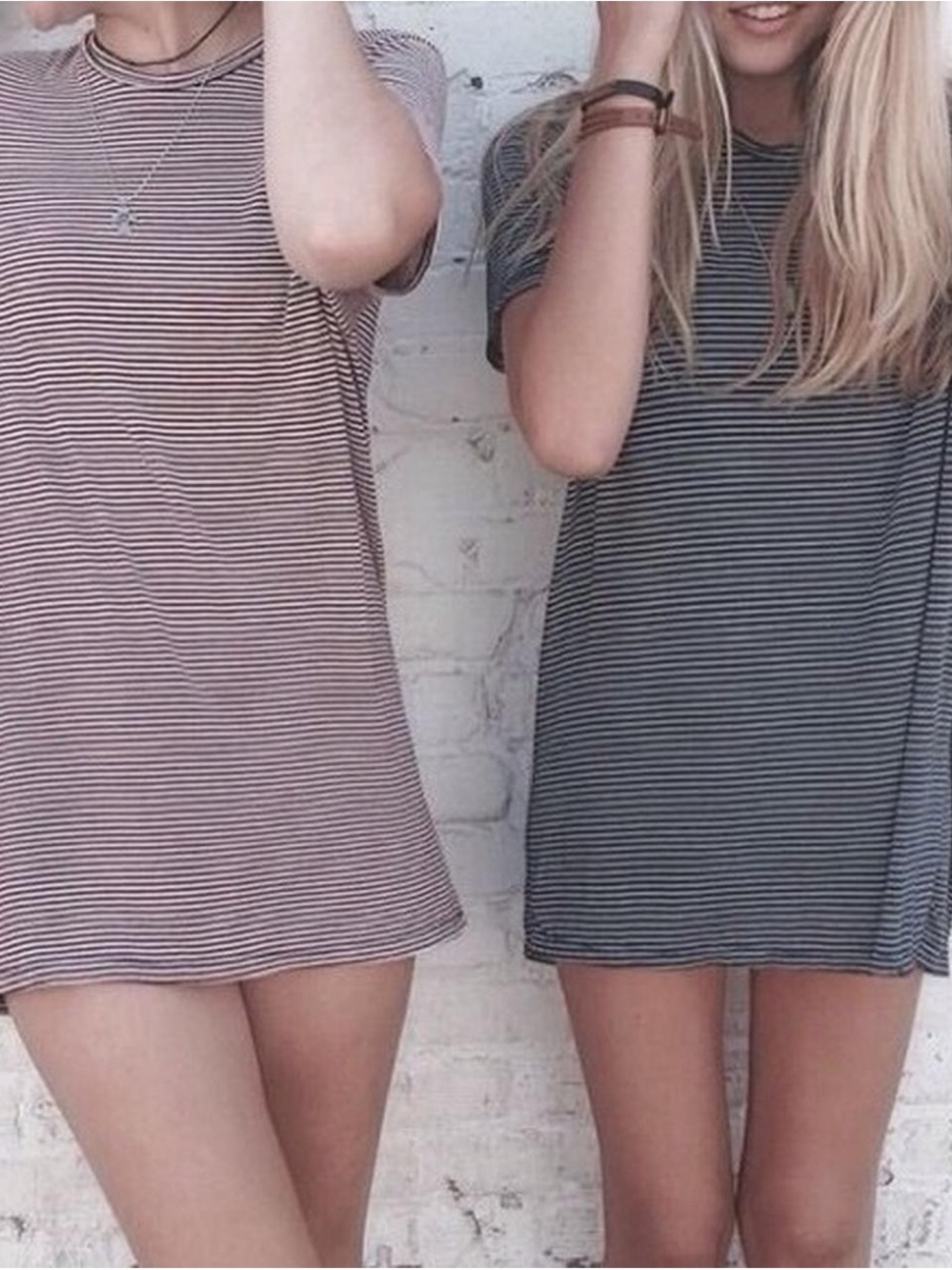 Brandy Melville Black & Gray Striped T-Shirt Mini Dress One Size Y2K